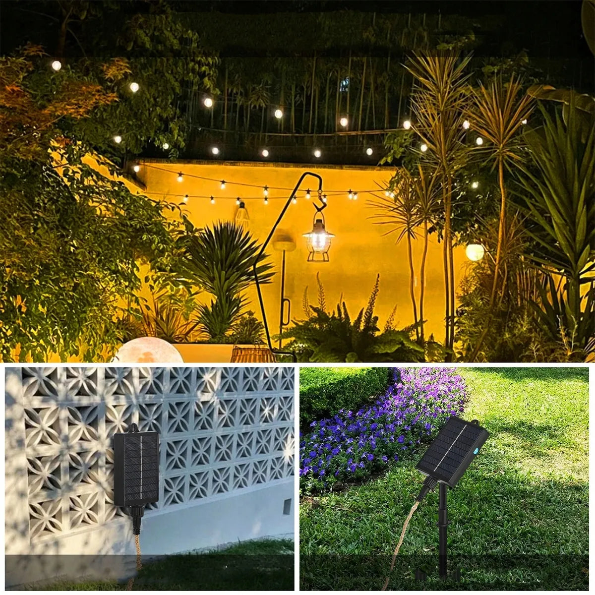 Saulės energija varoma LED girlianda 7,8 m 16 LED lempučių, dekoratyvinis sodo apšvietimas IP65