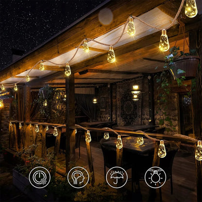 Saulės energija varoma LED girlianda 7,8 m 16 LED lempučių, dekoratyvinis sodo apšvietimas