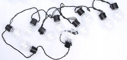 Saulės lempų girlianda POLIFACH, 10 šalto šviesos tono LED lempučių, sodo dekoracija P-701, 380 cm