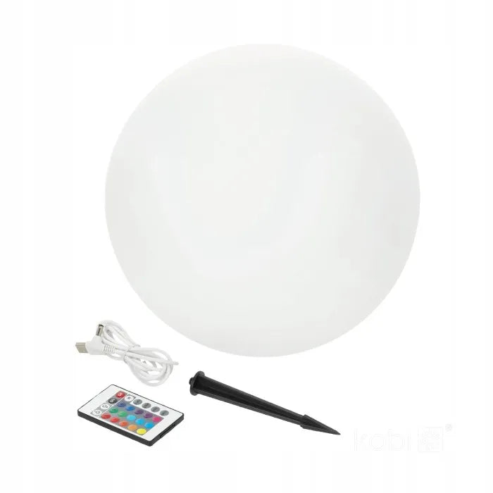 Saulės sodo LED lempa 3000K + RGB, smaigas, dekoratyvinis rutulys, 40 cm