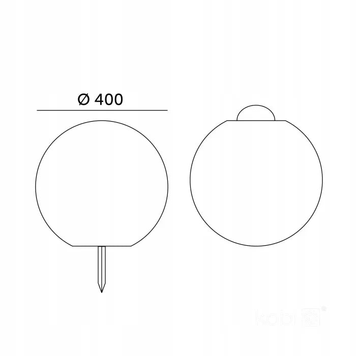 Saulės sodo LED lempa 3000K + RGB, smaigas, dekoratyvinis rutulys, 40 cm