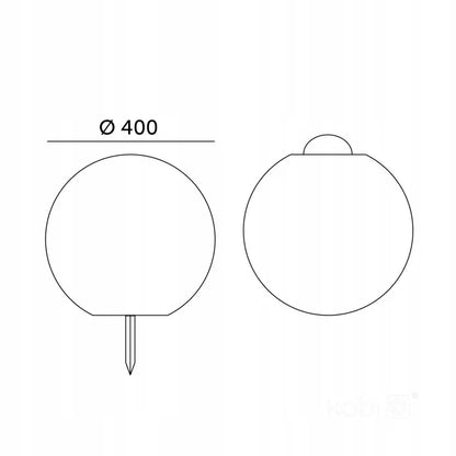 Saulės sodo LED lempa 3000K + RGB, smaigas, dekoratyvinis rutulys, 40 cm