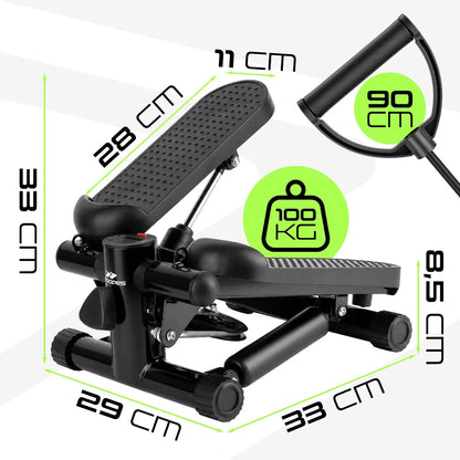 Scoopes BodyStep treniruoklis-steperis su pasipriešinimo virvėmis, LCD skaitikliu ir apsauginiu kilimėliu, 100 kg