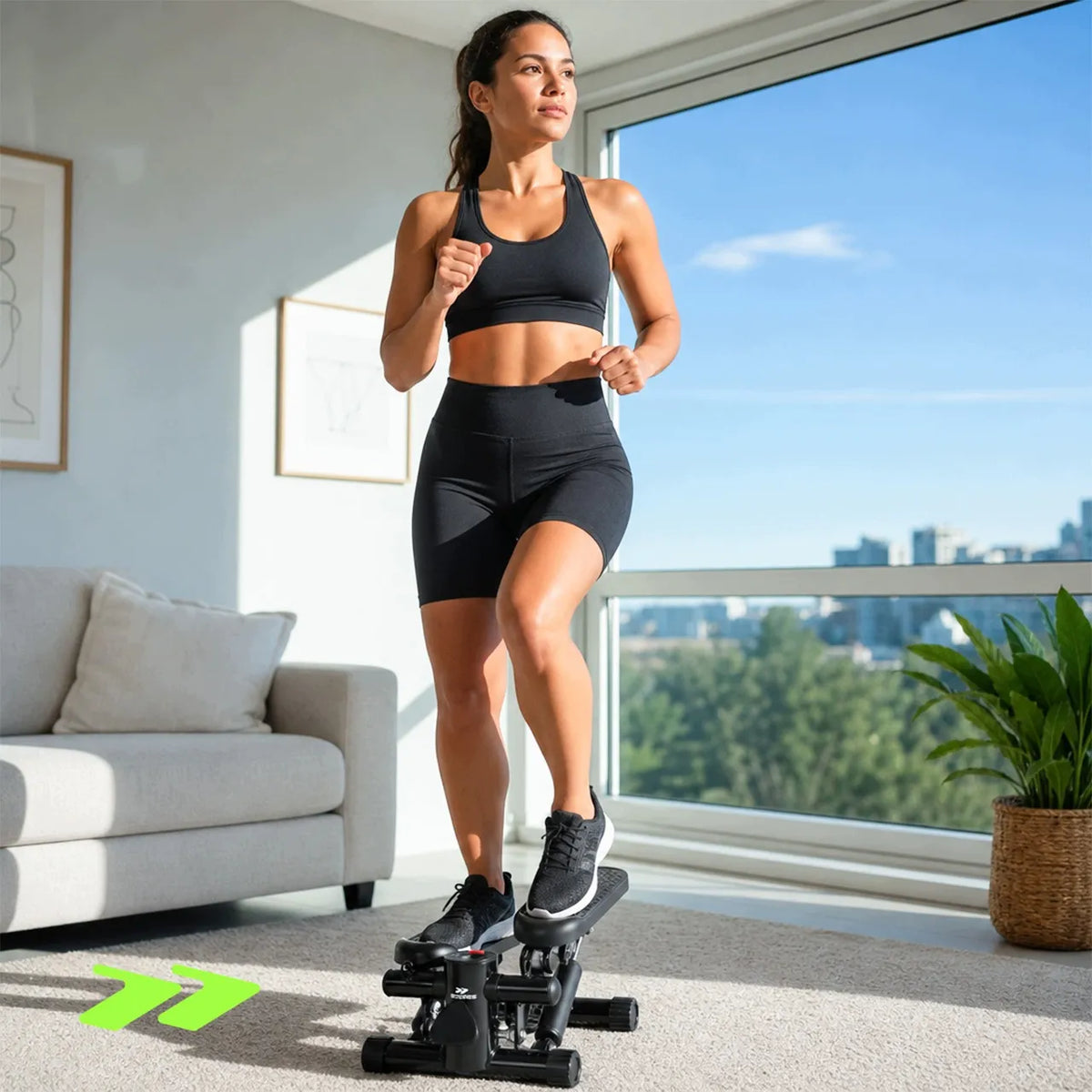 Scoopes BodyStep treniruoklis-steperis su pasipriešinimo virvėmis, LCD skaitikliu ir apsauginiu kilimėliu, 100 kg