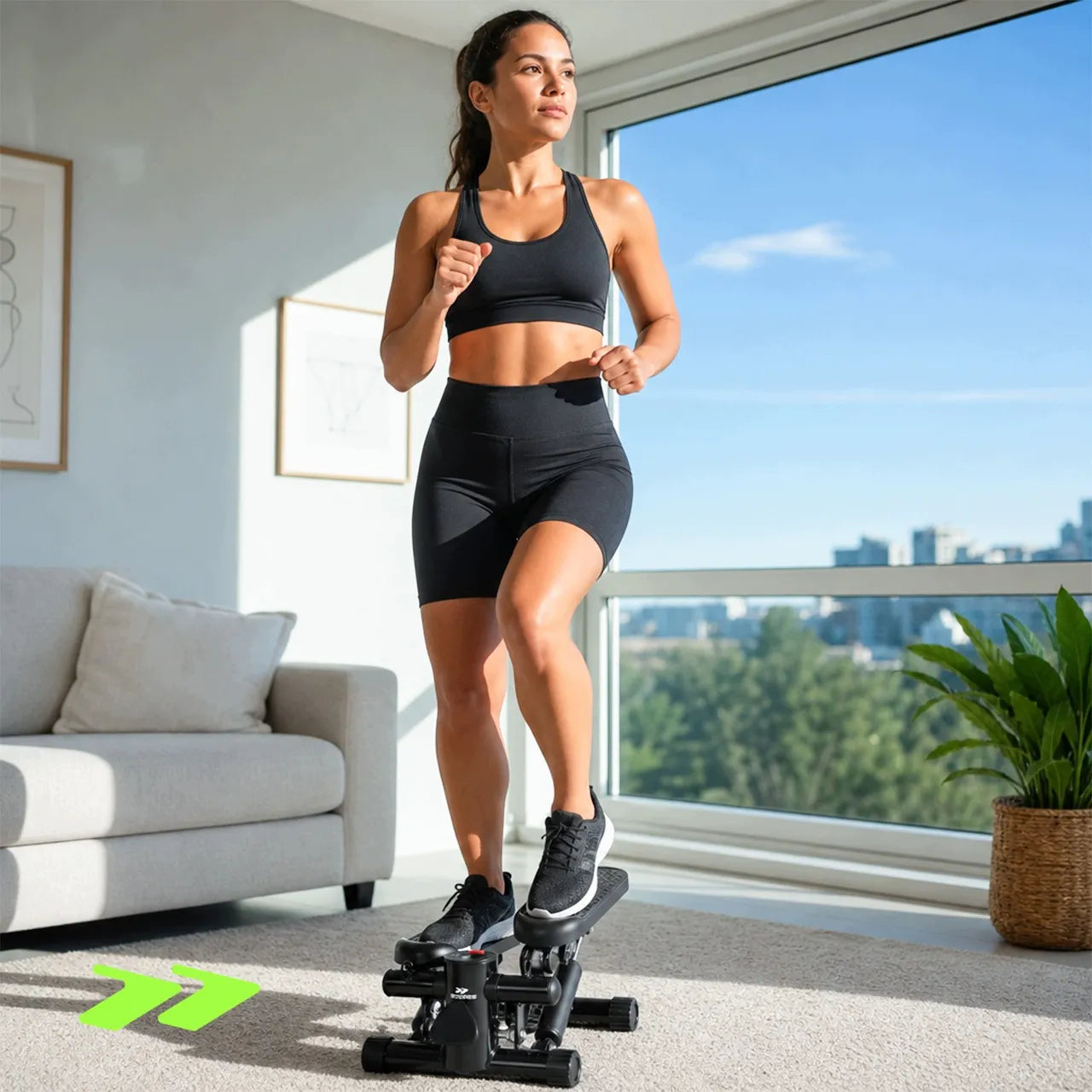 Scoopes BodyStep treniruoklis-steperis su pasipriešinimo virvėmis, LCD skaitikliu ir apsauginiu kilimėliu, 100 kg