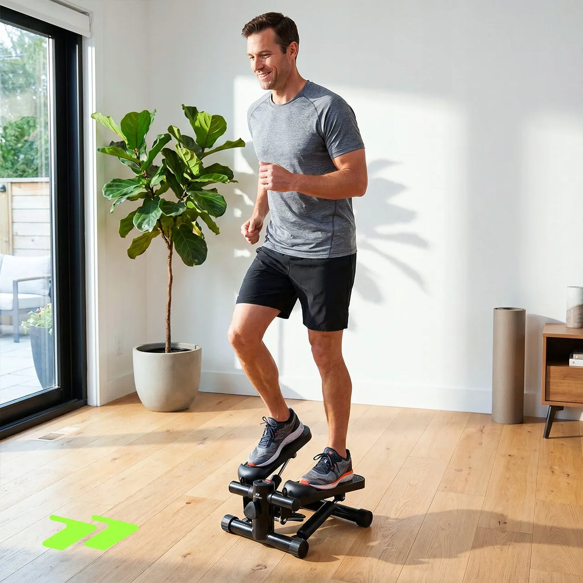 Scoopes BodyStep treniruoklis-steperis su pasipriešinimo virvėmis, LCD skaitikliu ir apsauginiu kilimėliu, 100 kg