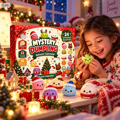 „Senti“ advento kalendorius su minkomais „Squishy“ 3D žaisliukais, 24 dienų rinkinys, kalėdinė dovana
