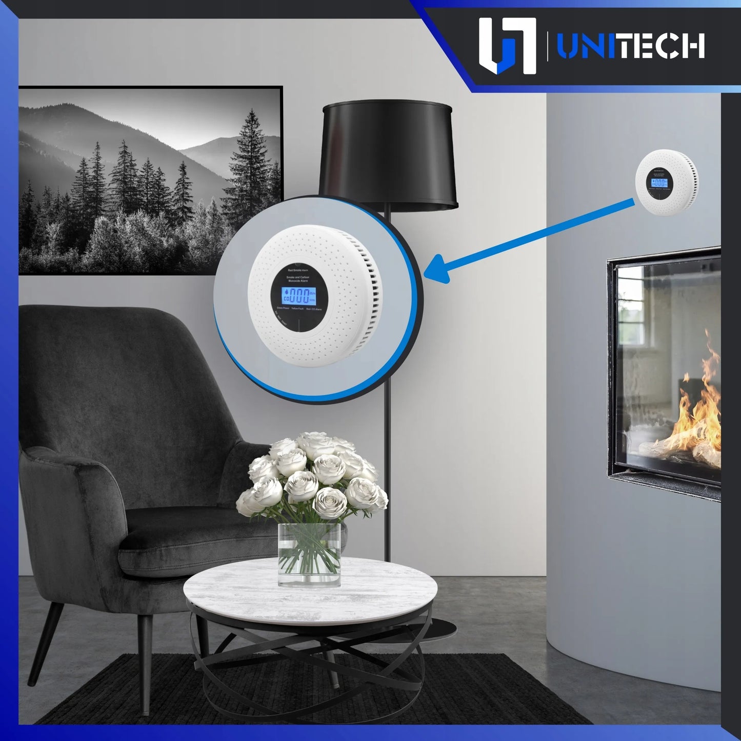 Sertifikuotas belaidis 2-in-1 anglies monoksido (CO) ir dūmų detektorius