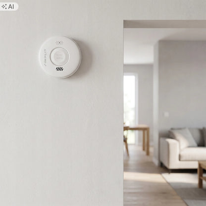 Sertifikuotas TÜV fotoelektrinis dūmų detektorius Simplit, 85 dB, 60 m², veikia iki 3 metų