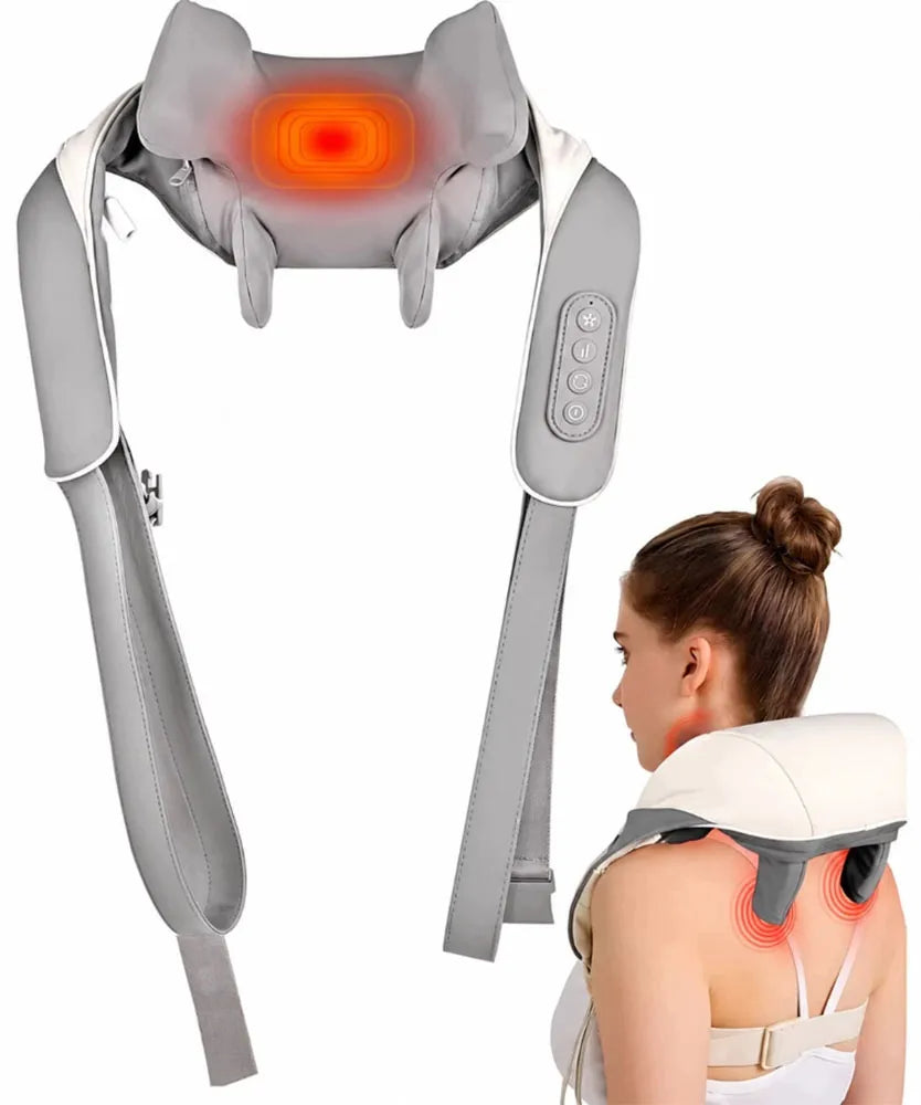 Shiatsu masažuoklis kaklui, sprandui ir nugarai su šildymo funkcija