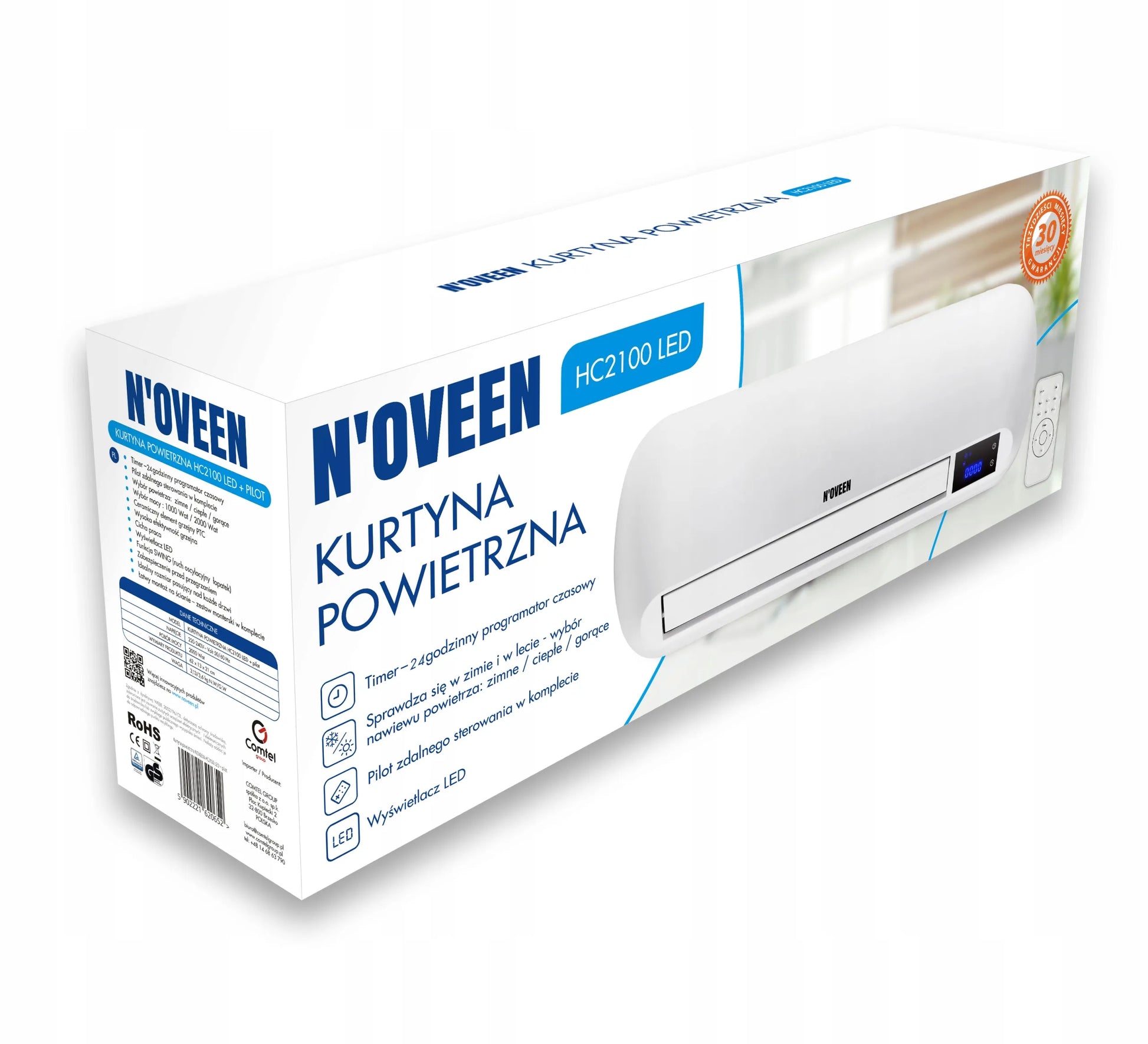 Sieninė oro uždanga N'OVEEN HC2100 LED 2000 W