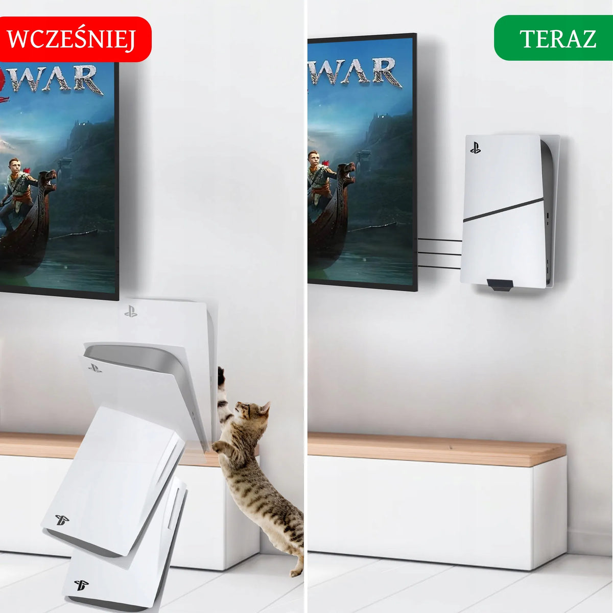 Sieninis laikiklis „PlayStation 5 Slim Digital“ konsolei, XLAYER 219414