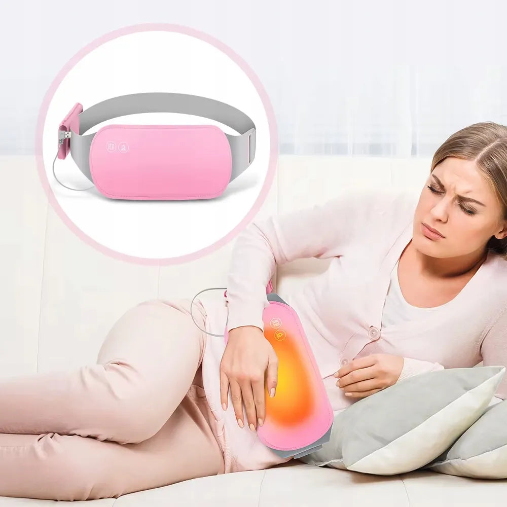 Šildantis ir vibruojantis menstruacijų diržas per USB – pilvo skausmui