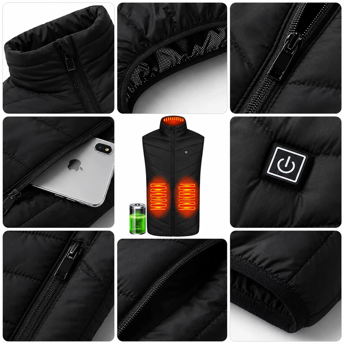 Šildoma liemenė „KUGO camp“, žieminė, unisex, USB, L dydis