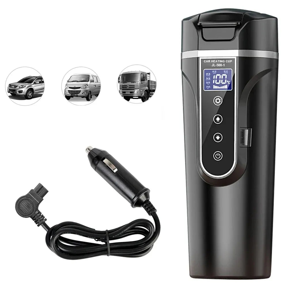 Šildomas automobilinis puodelis kavai, 12 V / 24 V, 500 ml