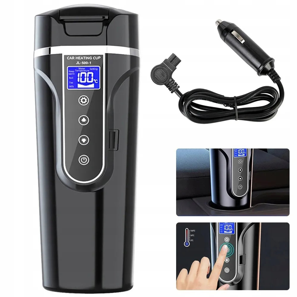 Šildomas automobilinis puodelis kavai, 12 V / 24 V, 500 ml