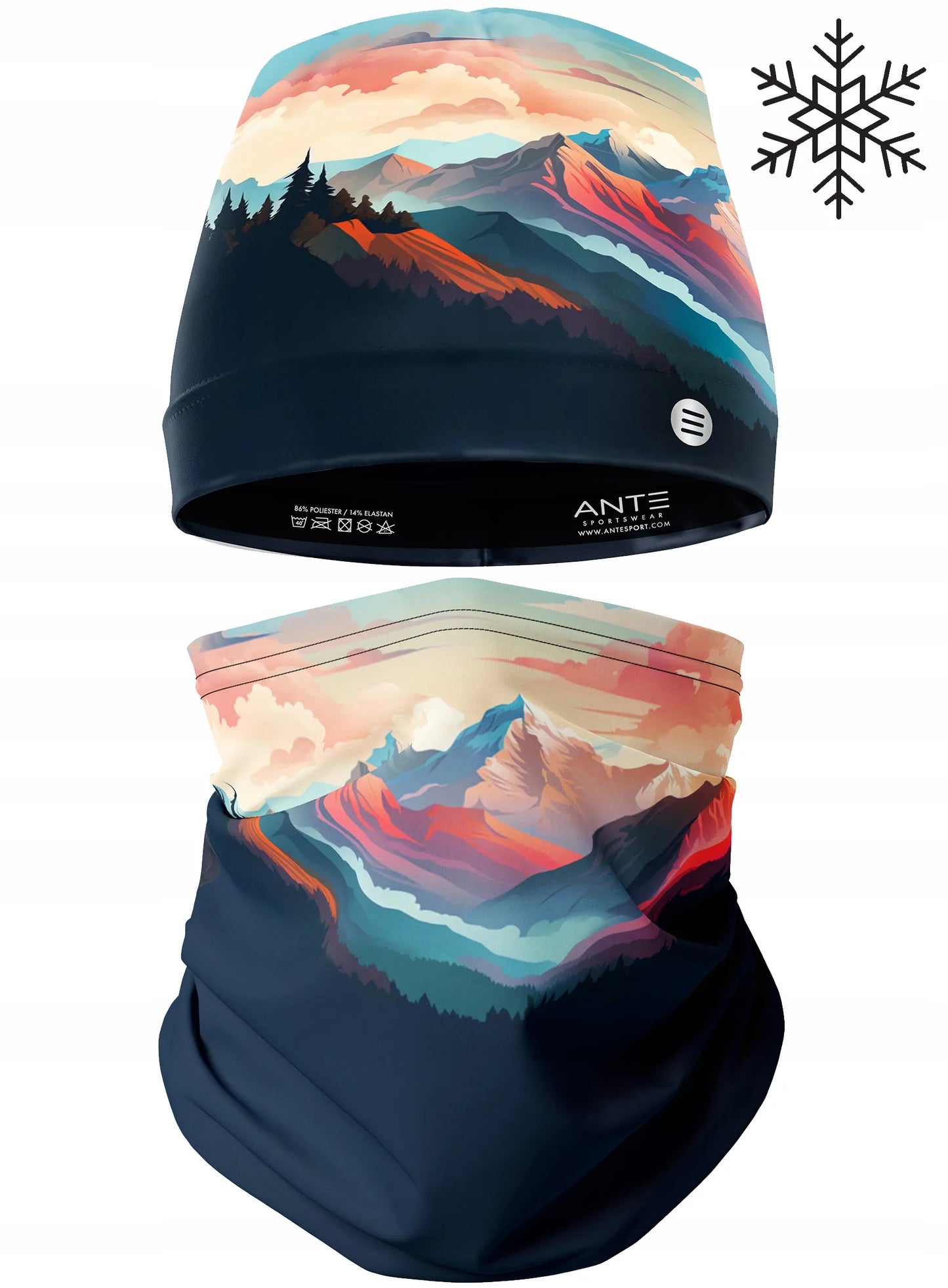 Šiltas žieminis sportinis kepurės ir movos komplektas bėgimui ir dviračiui UNISEX