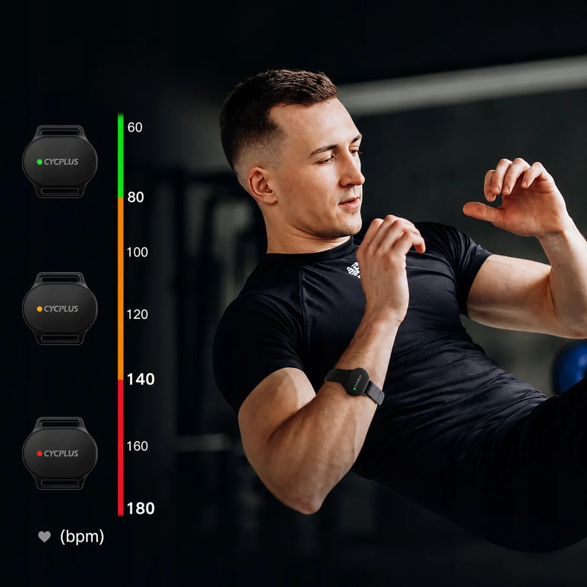 Širdies ritmo jutiklis, pulso matuoklis ant riešo ar rankos + Bluetooth