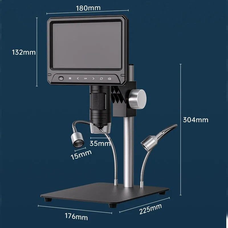 Skaitmeninis mikroskopas su 1200x priartinimu 12MP 28LED HD 7" ekranu 32GB MicroSD