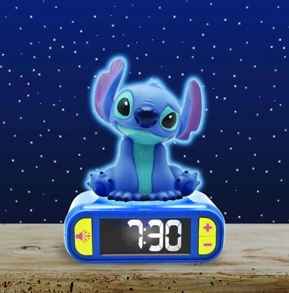 Skaitmeninis žadintuvas su 3D Disney Stitch naktine lempa ir garso efektais