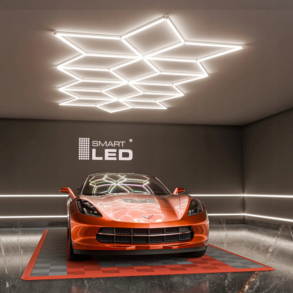 Smartled HEXAGON LED lubinė lempa, 588 W, apšvietimas garažui ir dirbtuvėms, 556 × 243 cm