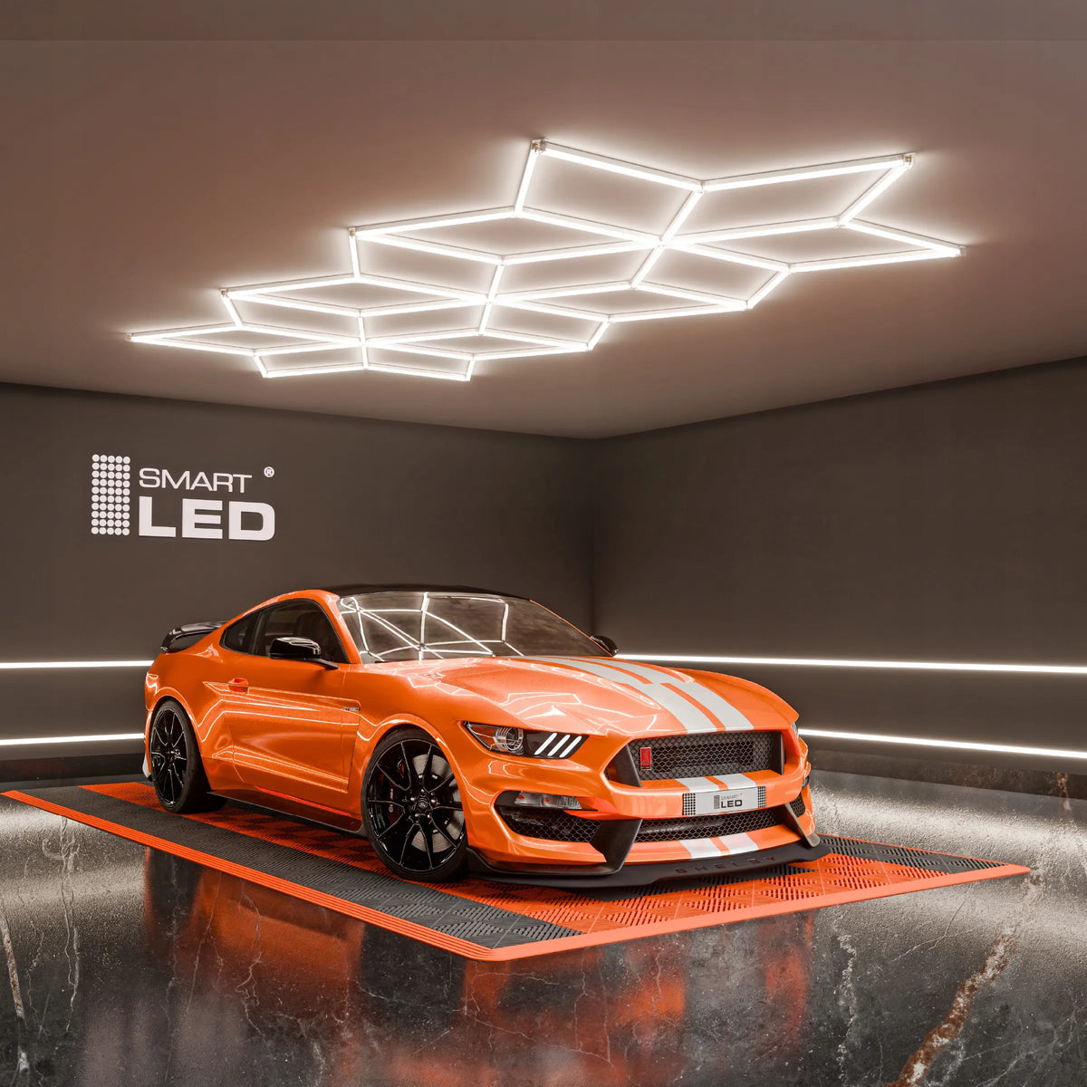 Smartled HEXAGON LED lubinė lempa, 588 W, apšvietimas garažui ir dirbtuvėms, 556 × 243 cm
