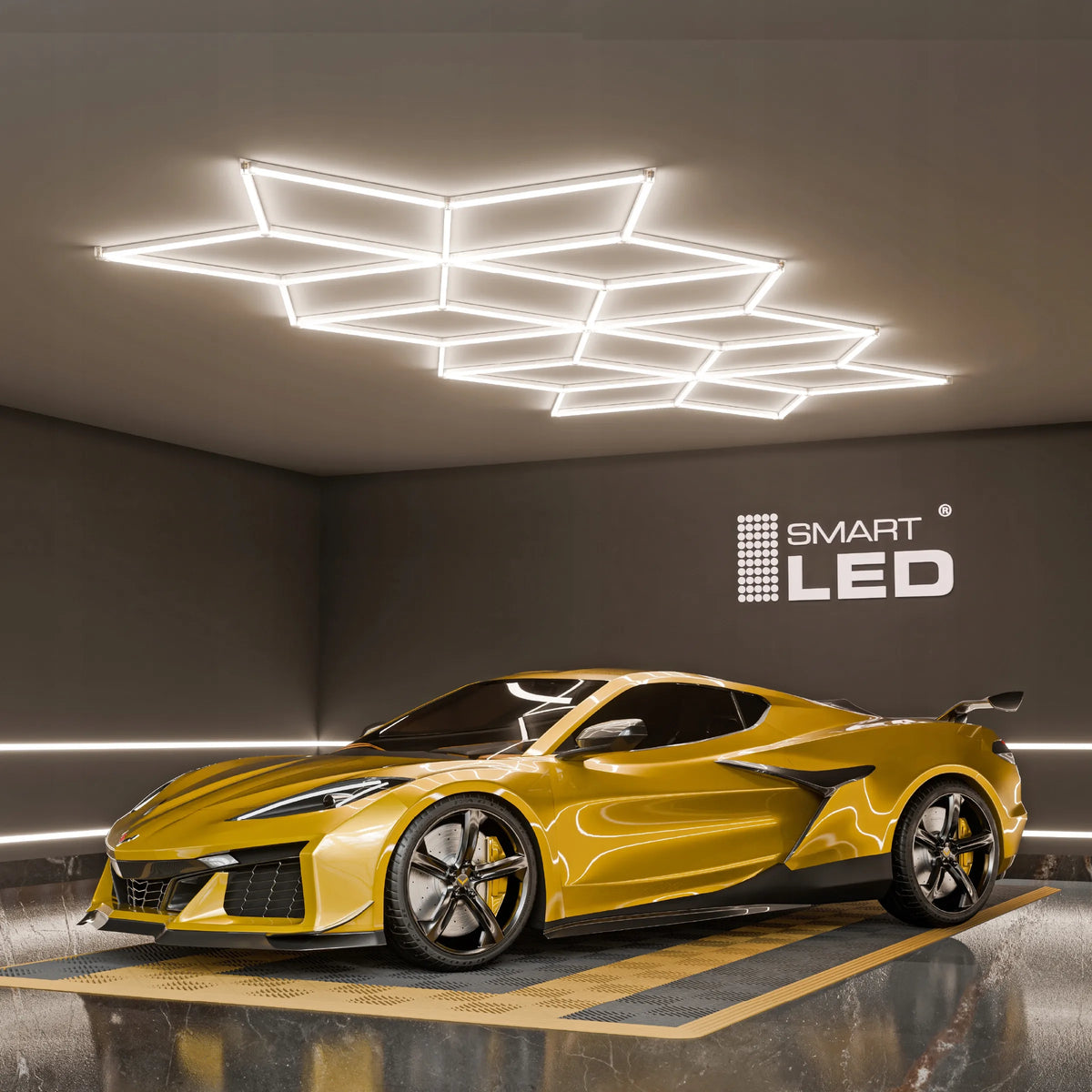 Smartled HEXAGON LED lubinė lempa, 588 W, apšvietimas garažui ir dirbtuvėms, 556 × 243 cm
