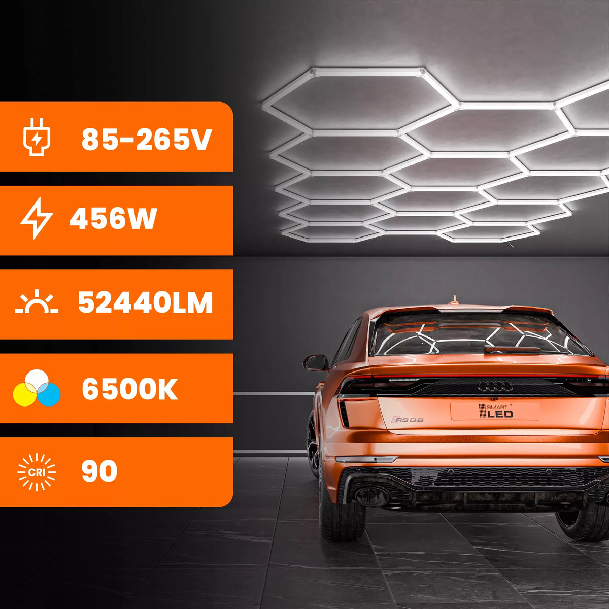 „Smartled“ LED Hexagon lubinis šviestuvas 522 × 298 cm garažui ir dirbtuvei