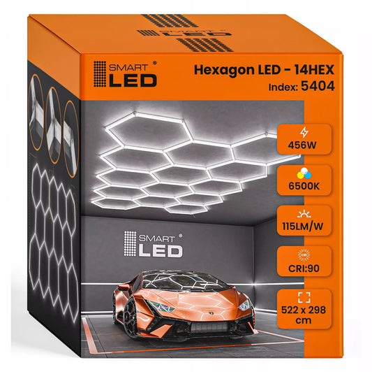 „Smartled“ LED Hexagon lubinis šviestuvas 522 × 298 cm garažui ir dirbtuvei