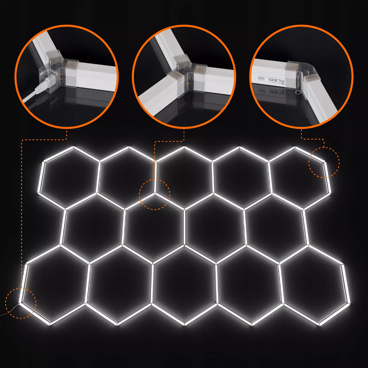 „Smartled“ LED Hexagon lubinis šviestuvas 522 × 298 cm garažui ir dirbtuvei