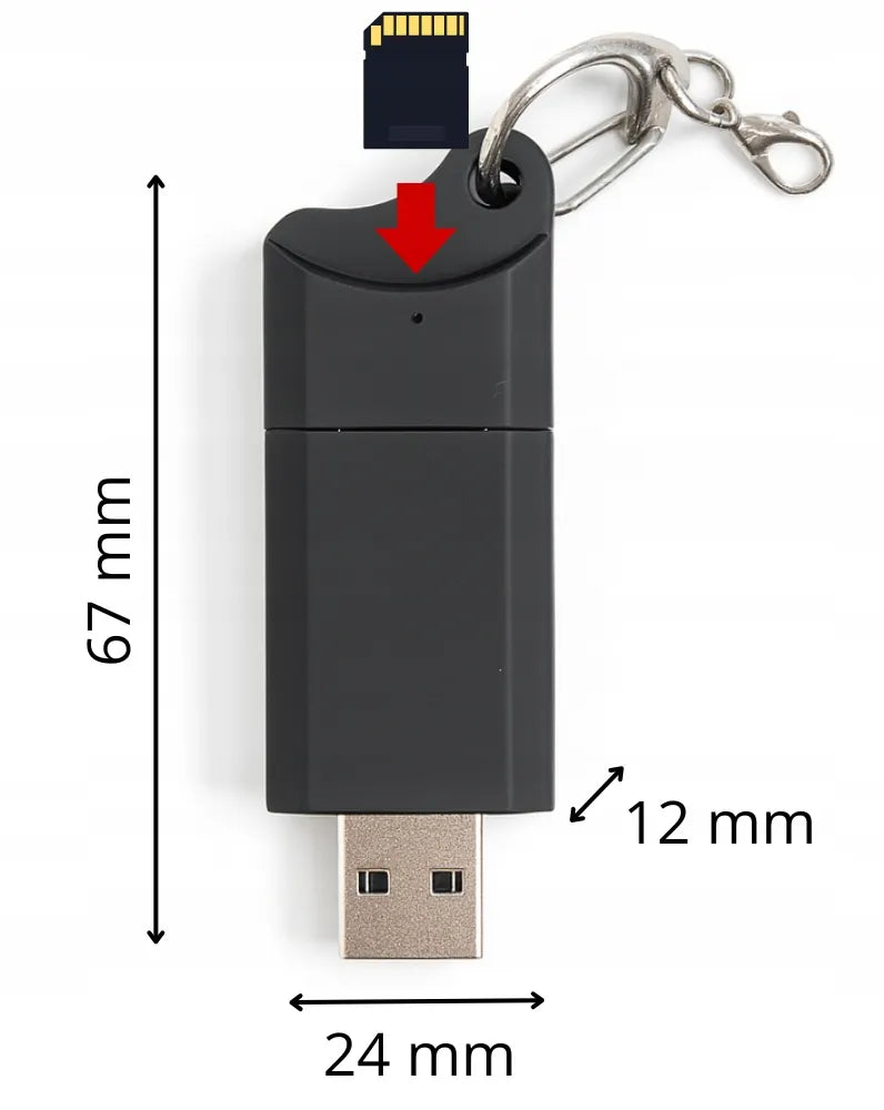 Šnipinėjimo diktofonas mini raktų pakabukas su USB jungtimi
