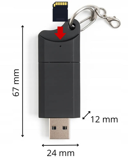Šnipinėjimo diktofonas mini raktų pakabukas su USB jungtimi