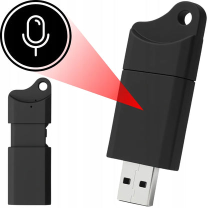 Šnipinėjimo diktofonas mini raktų pakabukas su USB jungtimi