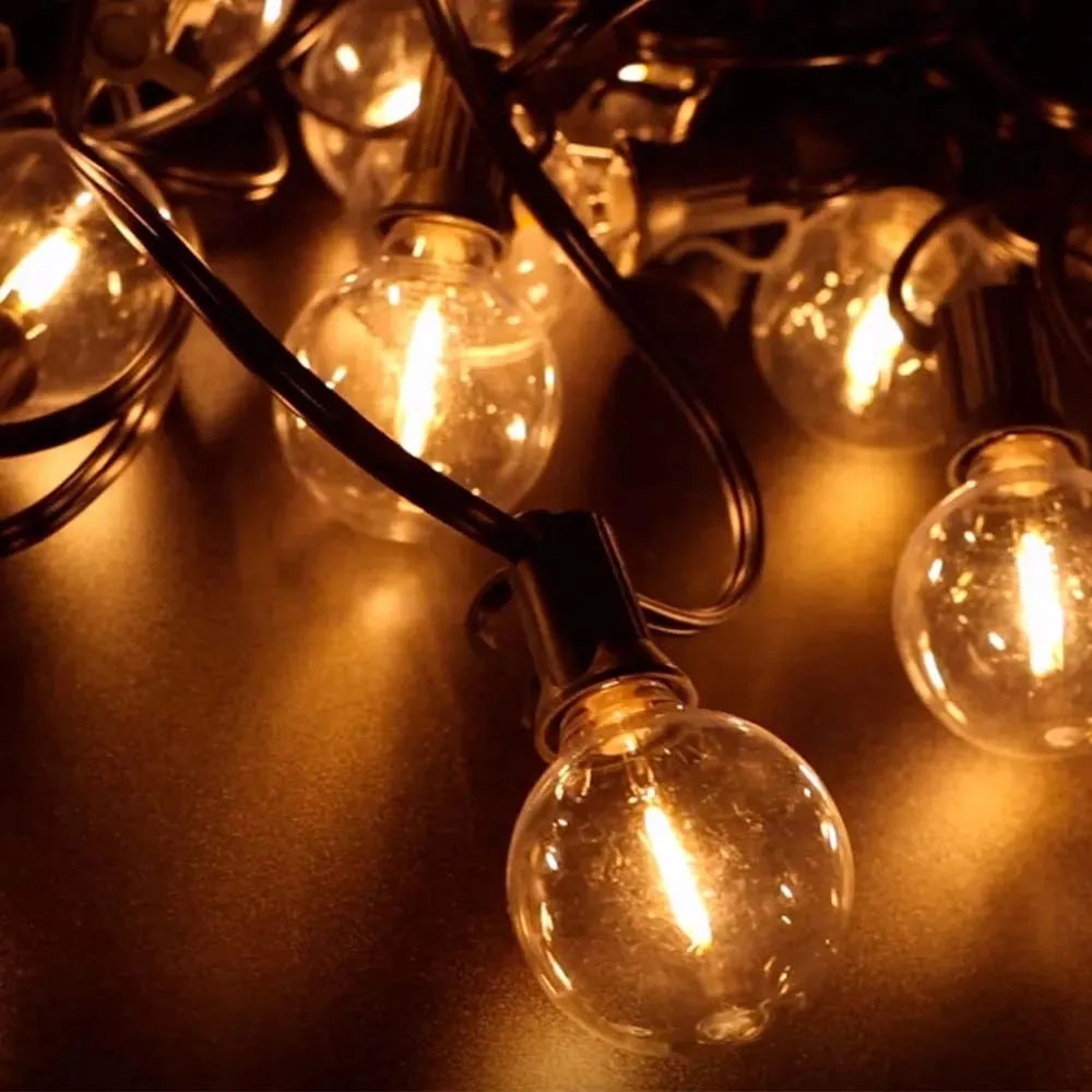 Sodo girlianda 20m, 20x LED lempučių šviesos grandinė, išorinė G40 230V