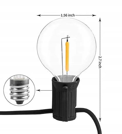 Sodo girlianda 20m, 20x LED lempučių šviesos grandinė, išorinė G40 230V