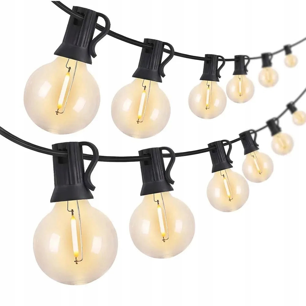 Sodo girlianda 20m, 20x LED lempučių šviesos grandinė, išorinė G40 230V