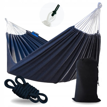 Sodo hamakas boho 2-vietis ROMA 220x160 pilkas su virvėmis ir dėklu POTENZA