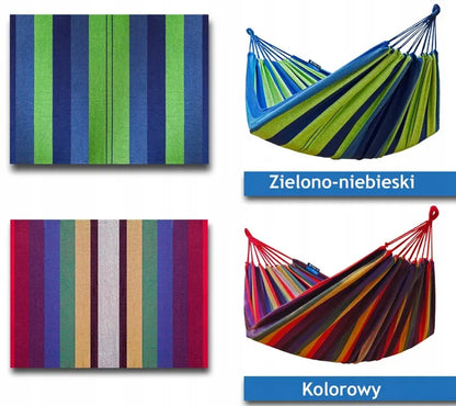 Sodo hamakas dvivietis SINGA XL 220x160 mėlynas su virvėmis ir dėklu Potenza