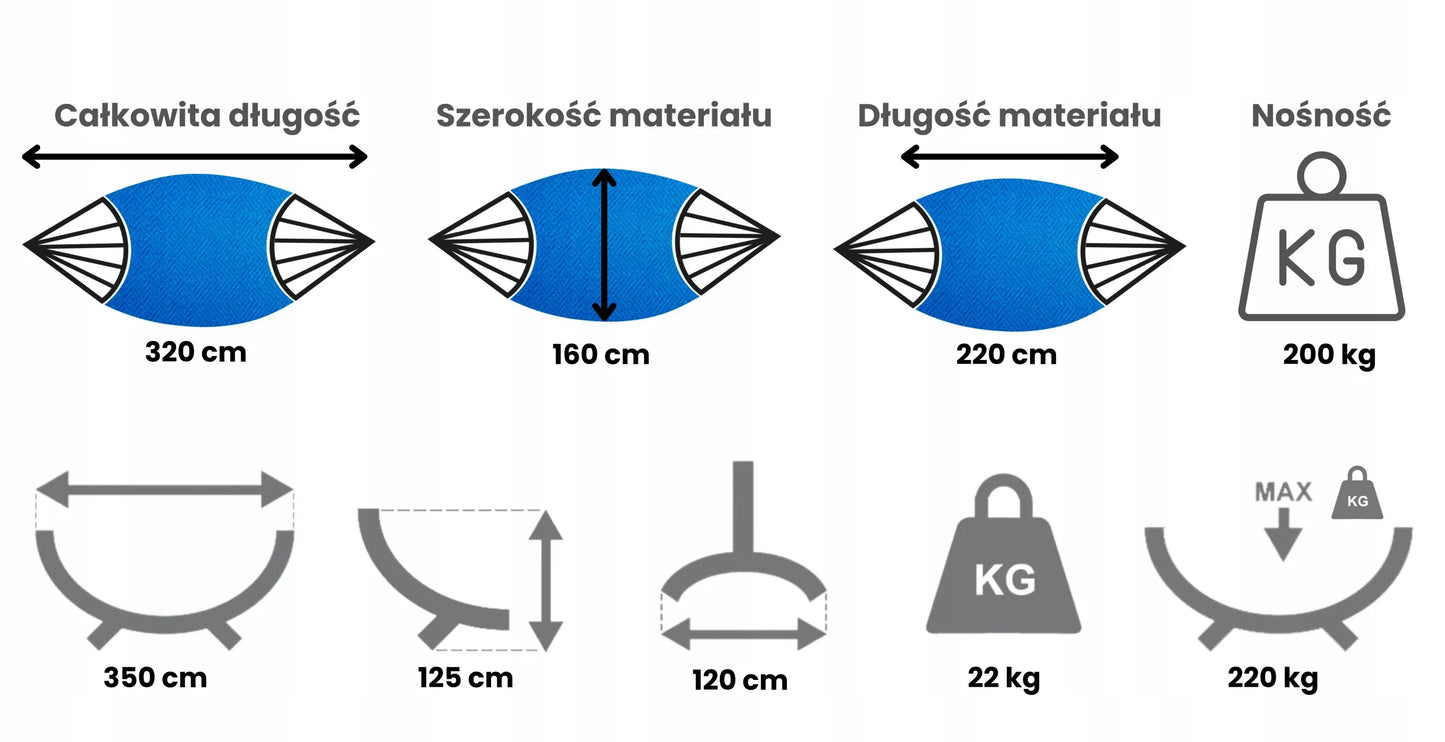 Sodo hamakas Singa 220x160cm + plieninis stovas GRANDE 220kg POLSKI POTENZA