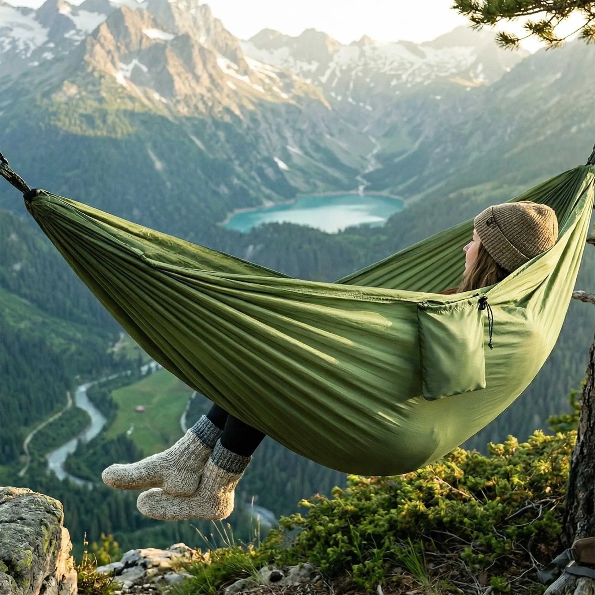 Sodo hamakas turistinis dvivietis sodui ir terasai 260x155 cm didelis