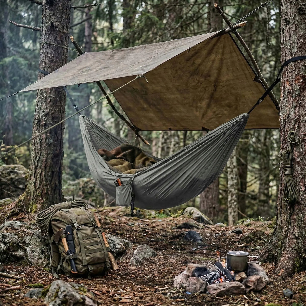 Sodo hamakas turistinis dvivietis sodui ir terasai 260x155 cm didelis
