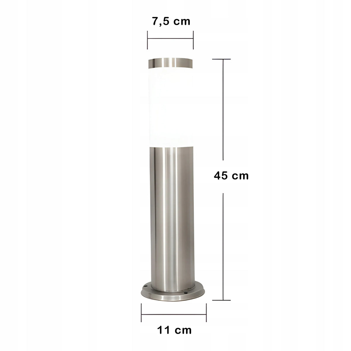 Sodo LED šviestuvas-stulpelis RETOO E27, pastatomas, lauko, apvalus, 45 cm, sidabrinis