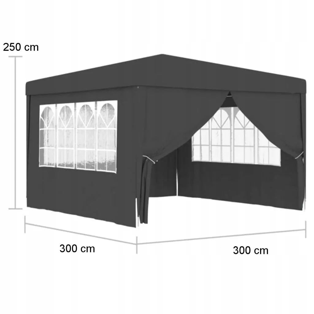 SODO PAVILIONAS PREKYBOS PALAPINĖ PAVĖSINĖ 300 x 300 cm 4 SIENOS LANGAI UŽTRAUKTUKAS