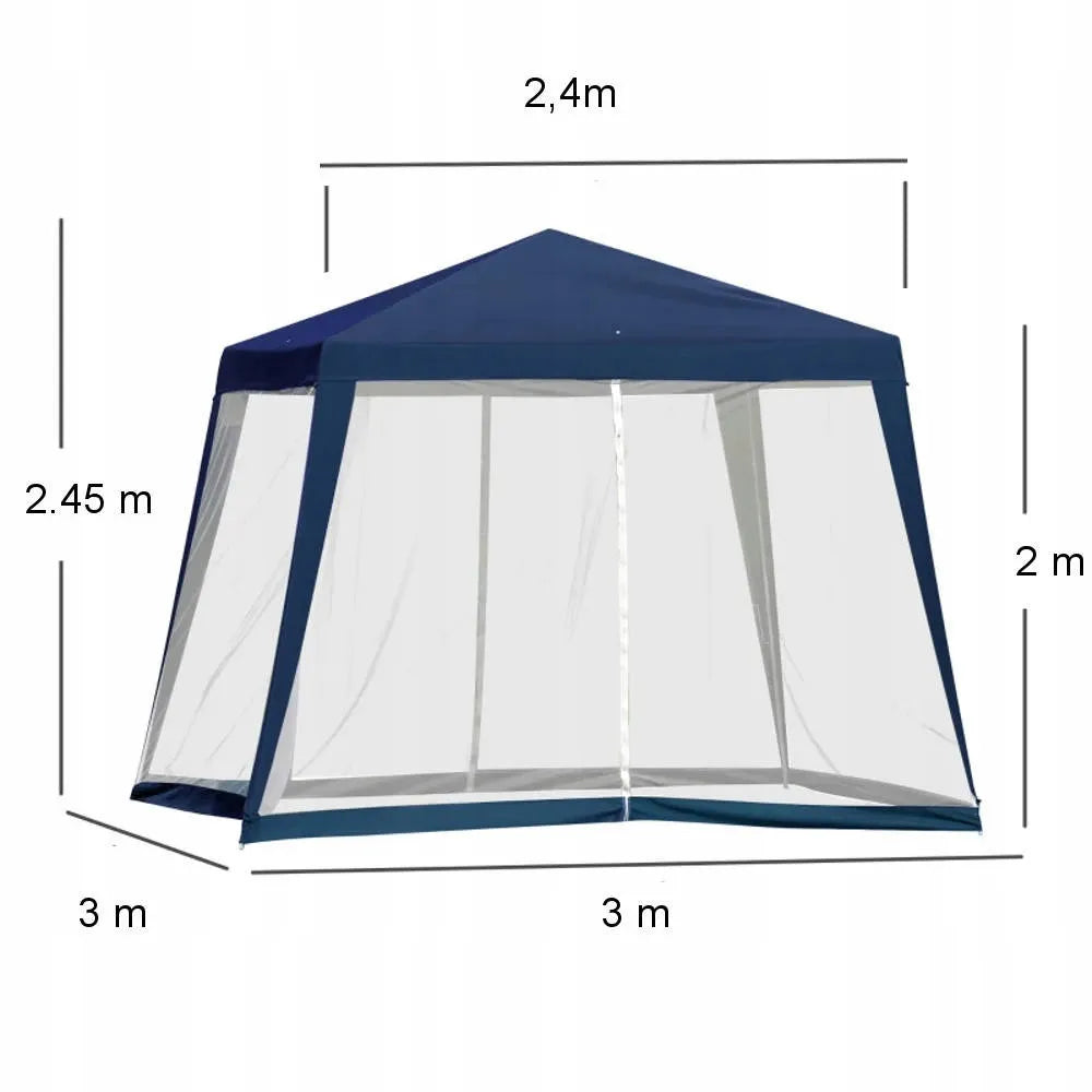 Sodo paviljonas 3x3m su tinkleliu nuo vabzdžių ir 4 sienelėmis