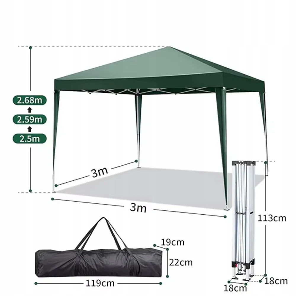 Sodo paviljonas ekspresinis prekybinė palapinė 3x3m automatinis + 4 sienos