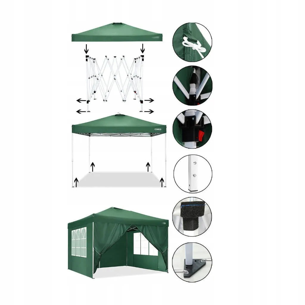 Sodo paviljonas ekspresinis prekybinė palapinė 3x3m automatinis + 4 sienos
