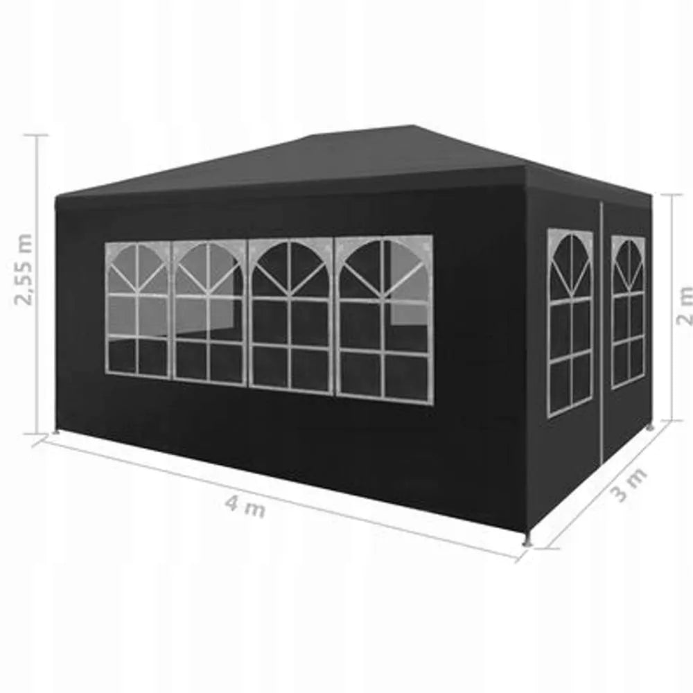 Sodo paviljonas prekybinė palapinė altana sodui 3x4 m + 4 sienelės juodas