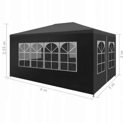 Sodo paviljonas prekybinė palapinė altana sodui 3x4 m + 4 sienelės juodas