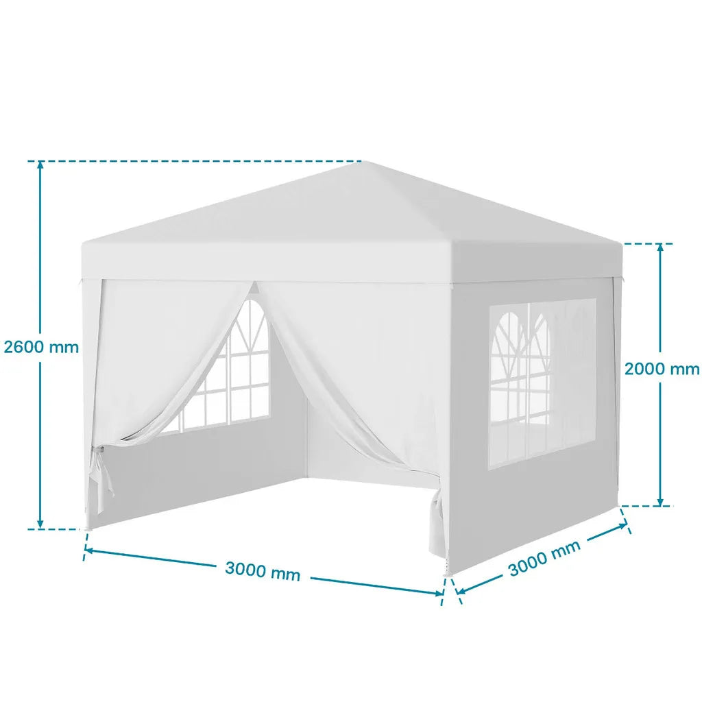Sodo paviljono palapinė prekybai pavėsinė 300 x 300 cm 4 sienos langai užtrauktukas