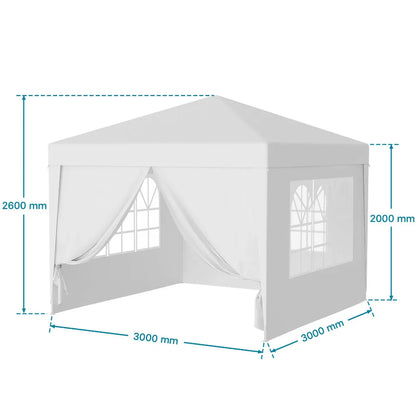Sodo paviljono palapinė prekybai pavėsinė 300 x 300 cm 4 sienos langai užtrauktukas